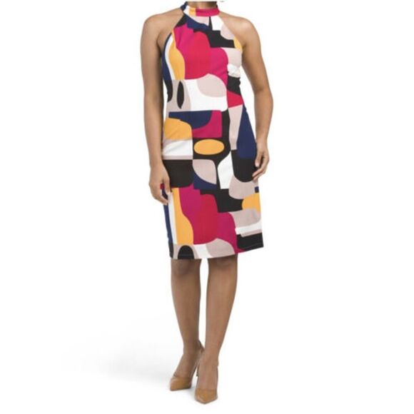 NWT Trina Trina Turk Retro Emotion Abstract Ponte above knee length  sz. 12 #NN - Picture 1 of 10